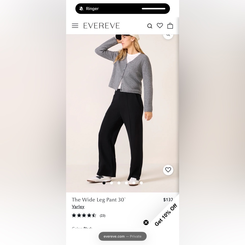 Varley Black Wide Leg Pants 30’